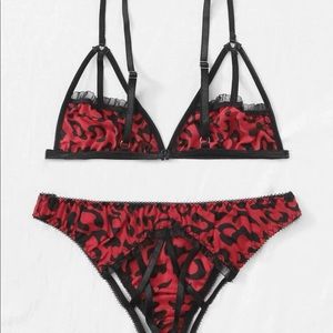 New Sexy Red Leopard Bra & Panty